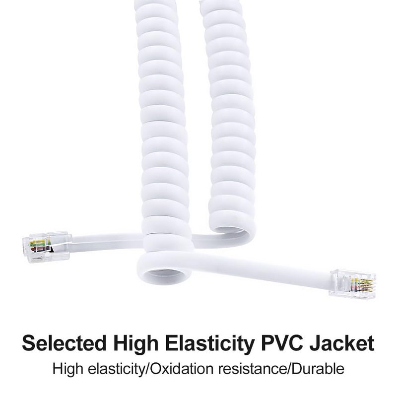 XANHAM Telephone Handset Cords Uncoiled 10 feet(Coiled 1.2 feet) with RJ9 4P4C Connectors Cable for Landline Phone, White, 2 Pack, Universally Compatible, AV04705 - Image 3